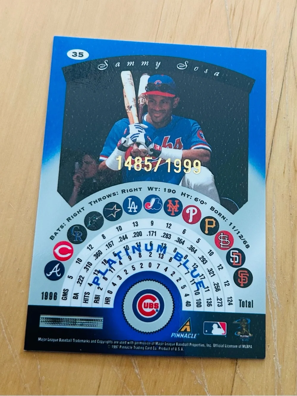 Pinnacle Trading Card Co. Serial Numbered Vintage 1997 Totally Certified Sammy